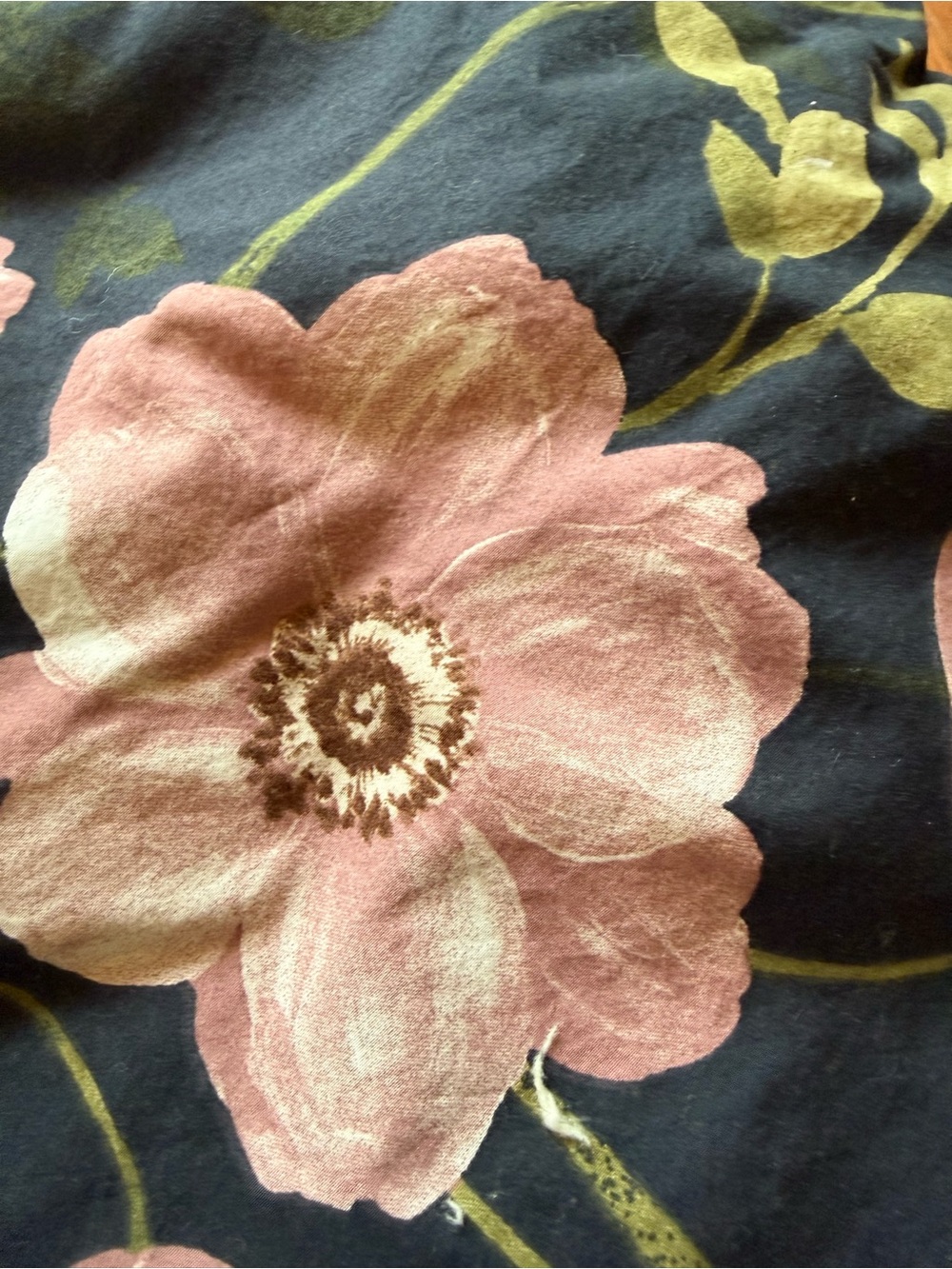 IKEA Navy Floral Duvet Cover with Pink, Cream & Green Blooms - Picture 3 of 3